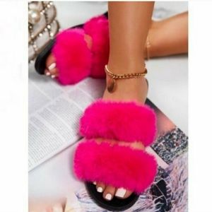 New Arrivals Double Fur Band Slides